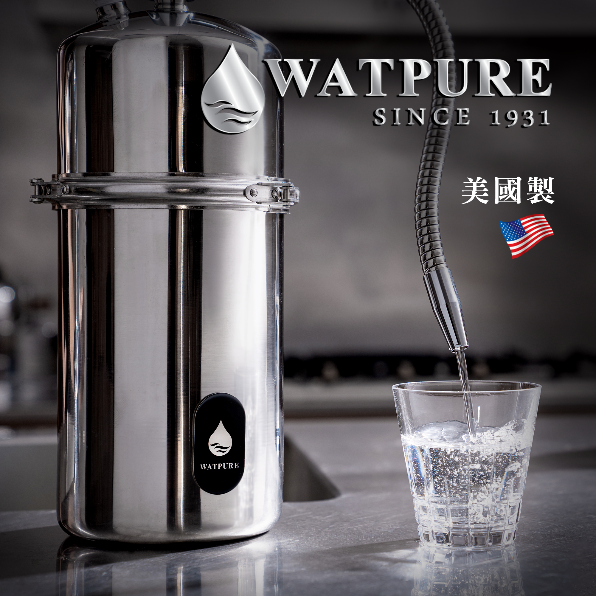 WATPURE 磁浮碳晶桌上型淨水器  搭配日製360度晶巧龍頭